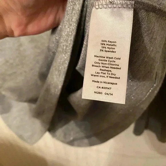 Talbots Silver Metallic Crew Neck Long Sleeve Tee - Picture 5 of 7